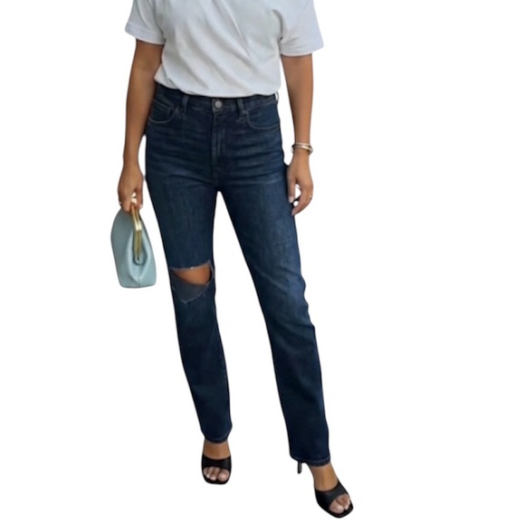 7 For All Mankind Blue Denim Easy Slim Cotton Straight Leg Jeans Size: 26 - Picture 9 of 9